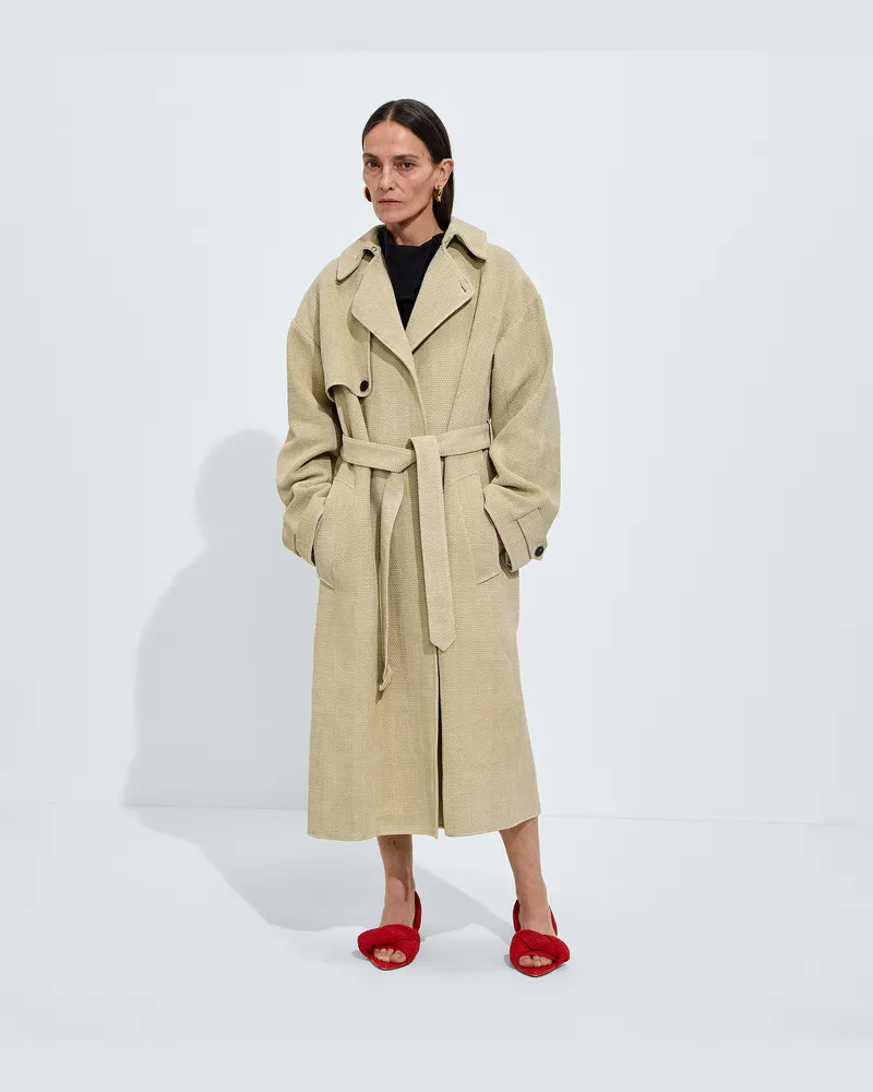 Bottega Veneta Trenchcoat aus Mini Intrecciato Wildleder-Beige - Damen Beige