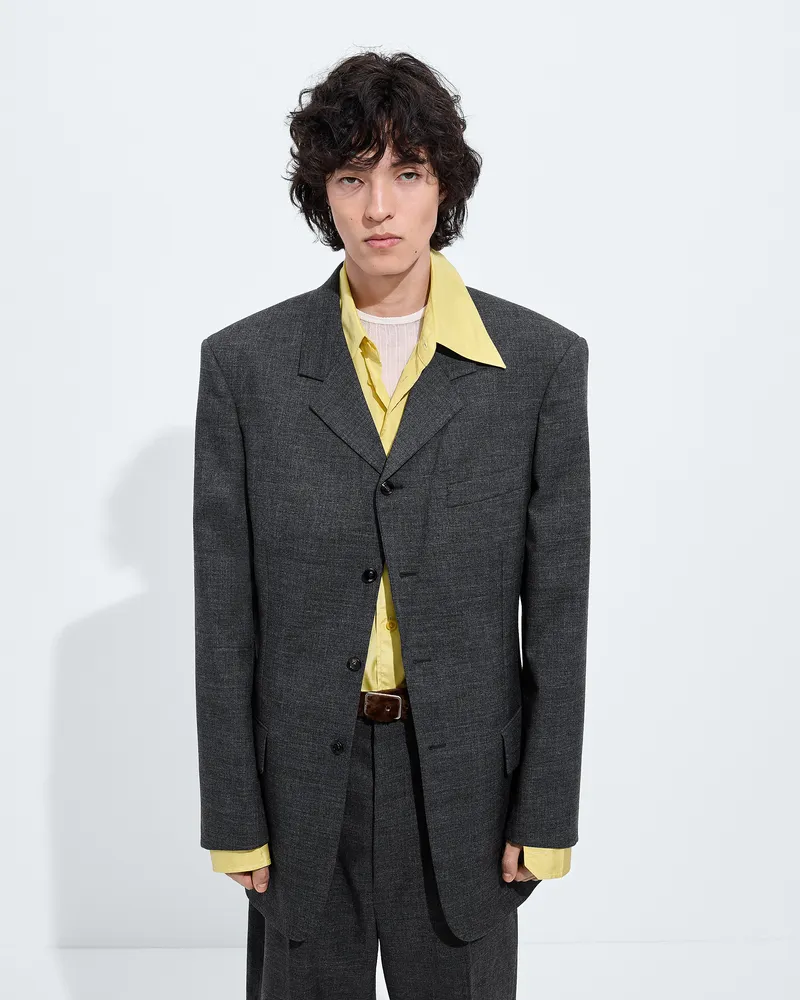 Bottega Veneta Jacke aus Shetland-Wollgewebe-Grau - Herren Grau