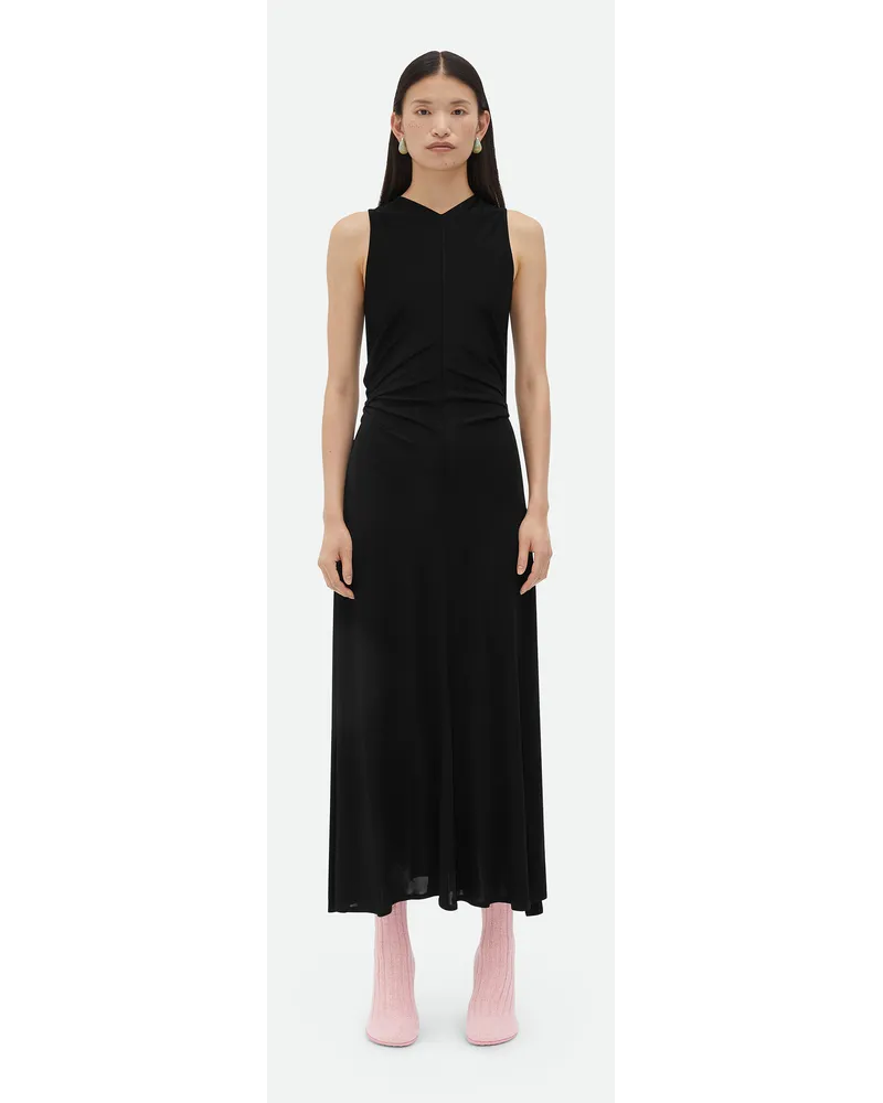 Bottega Veneta Langes Kleid Aus Viskosejersey Mit Knot Ring Black
