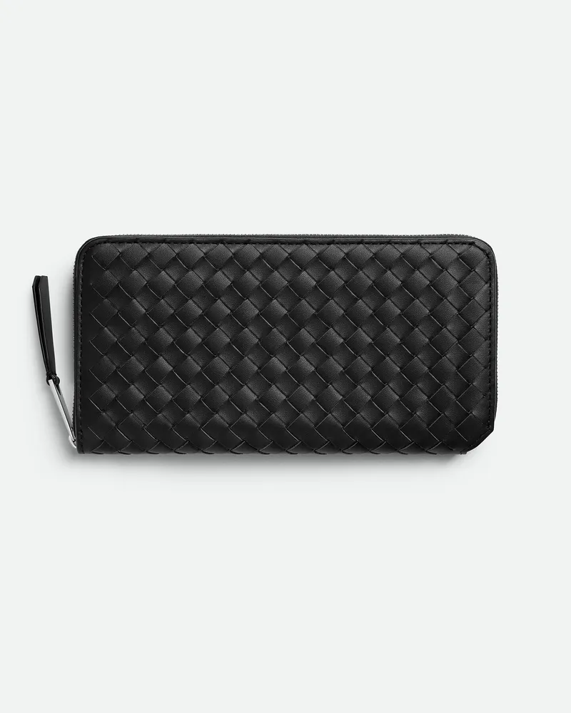 Bottega Veneta Intrecciato Piccolo Portemonnaie Mit Umlaufendem Zip - Schwarz - Herren Schwarz