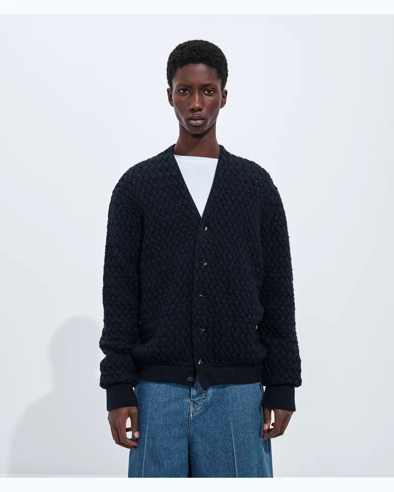 Bottega Veneta Cardigan aus Intrecciato Wolle-Blau - Herren Blau