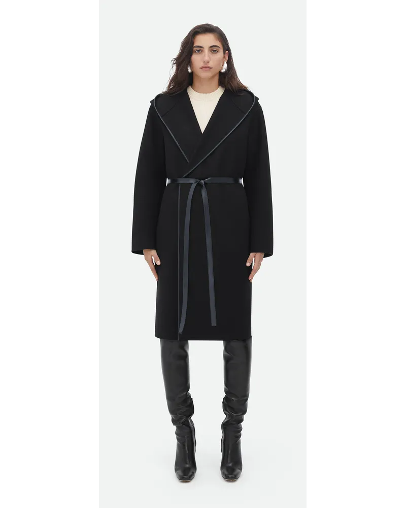 Bottega Veneta Mantel Aus Wolle Und Kaschmir Mit Kapuze Black