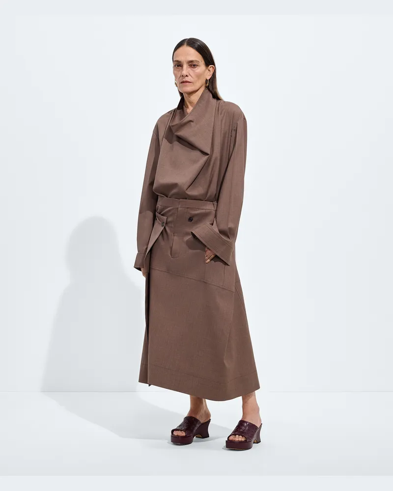 Bottega Veneta Rock aus leichtem Wolltoile-Braun - Damen Braun
