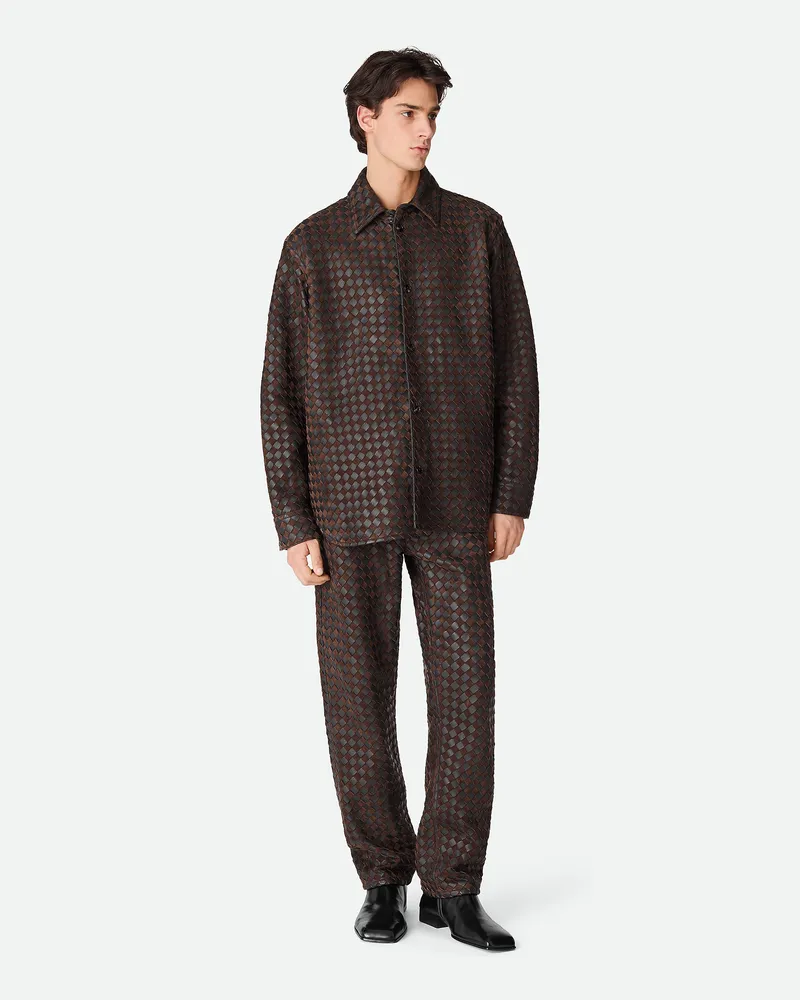 Bottega Veneta Hemd aus Intrecciato Leder und Wildleder-Braun - Herren Braun