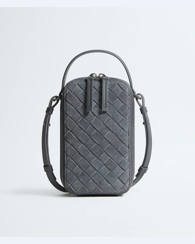 Bottega Veneta Getaway Handyhülle - Grau & Silberfarben - Herren - 100 % Lammleder Grau