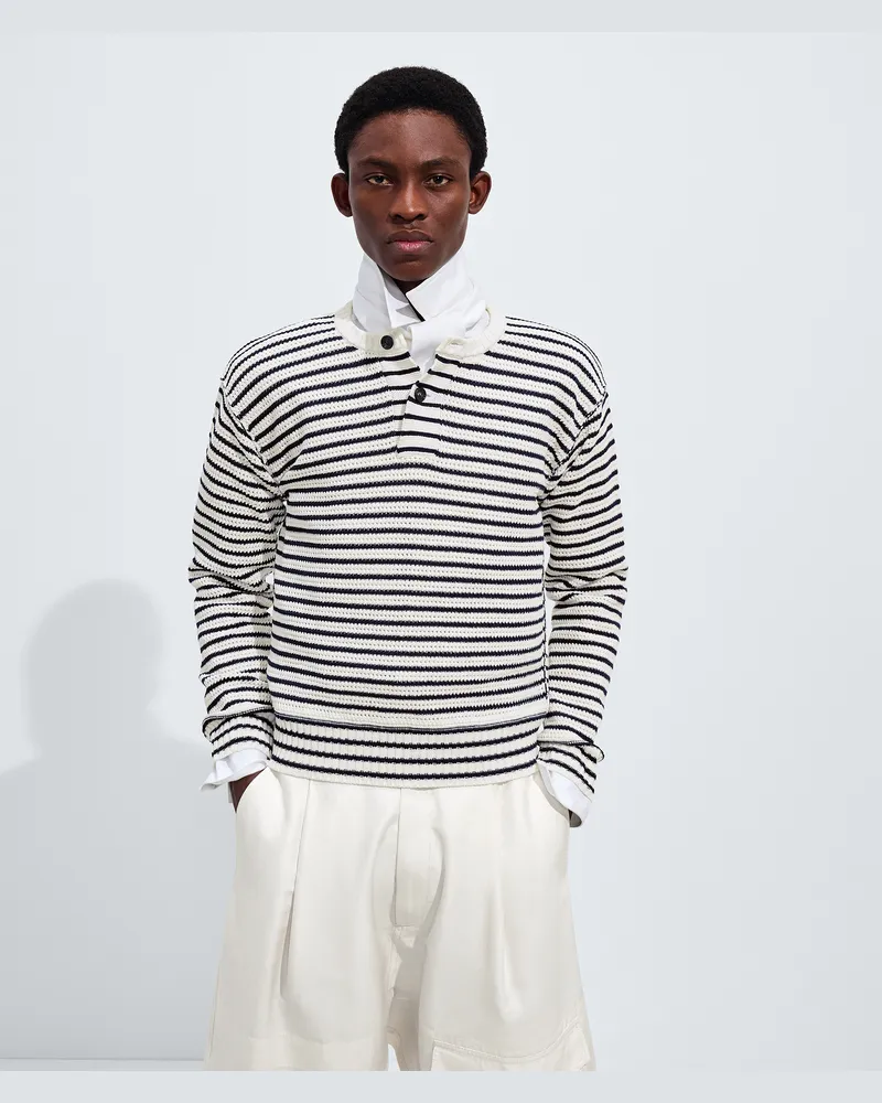 Bottega Veneta Häkelpullover aus Baumwolle-Weiss - Herren Weiss