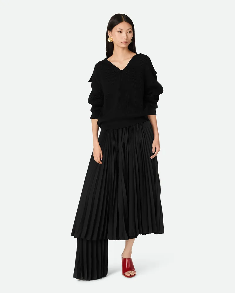 Bottega Veneta Gerippter Bauwollpullover Black