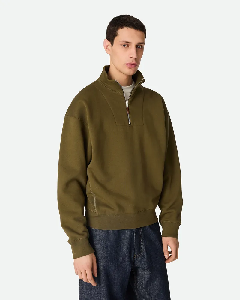 Bottega Veneta Sweatshirt Aus Baumwollfleece Mit Zip - Grün - Herren 100 % Baumwolle Grün
