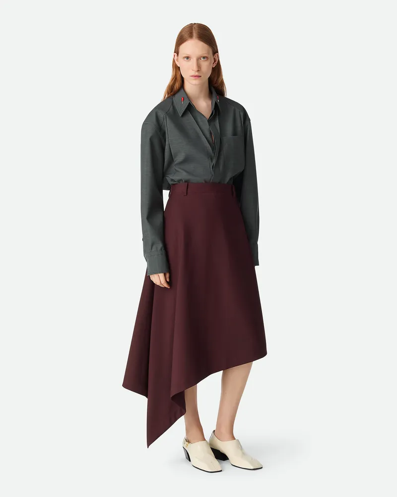 Bottega Veneta Fein Gestreifter Wollrock Aubergine