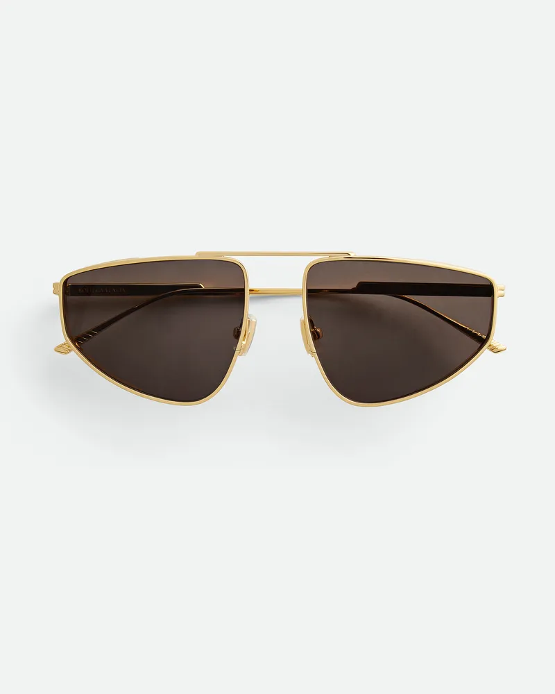 Bottega Veneta Classic Sonnenbrille In Pilotenform - Gold - Unisex - 100% Metall Gold