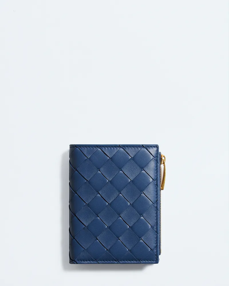 Bottega Veneta Kleines Intrecciato Bi-fold Portemonnaie - Blau - Damen Blau