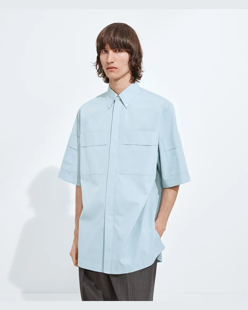 Bottega Veneta Hemd aus Baumwollpopeline-Blau - Herren Blau
