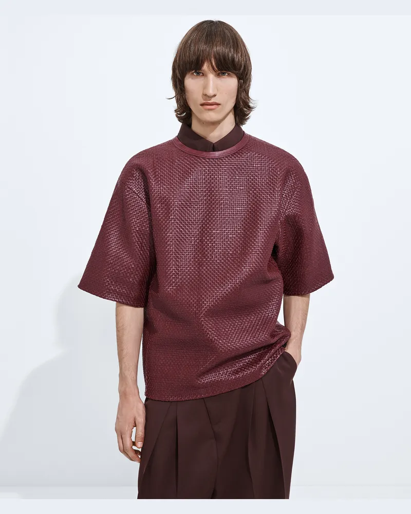 Bottega Veneta T-Shirt mit Mini Intrecciato-Bordeaux - Herren Bordeaux