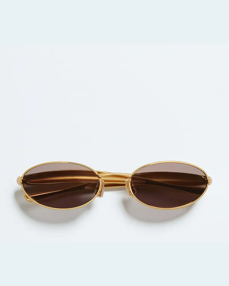 Bottega Veneta Ovale Sardine Sonnenbrille - Gold - Unisex - 100 % Metall Gold