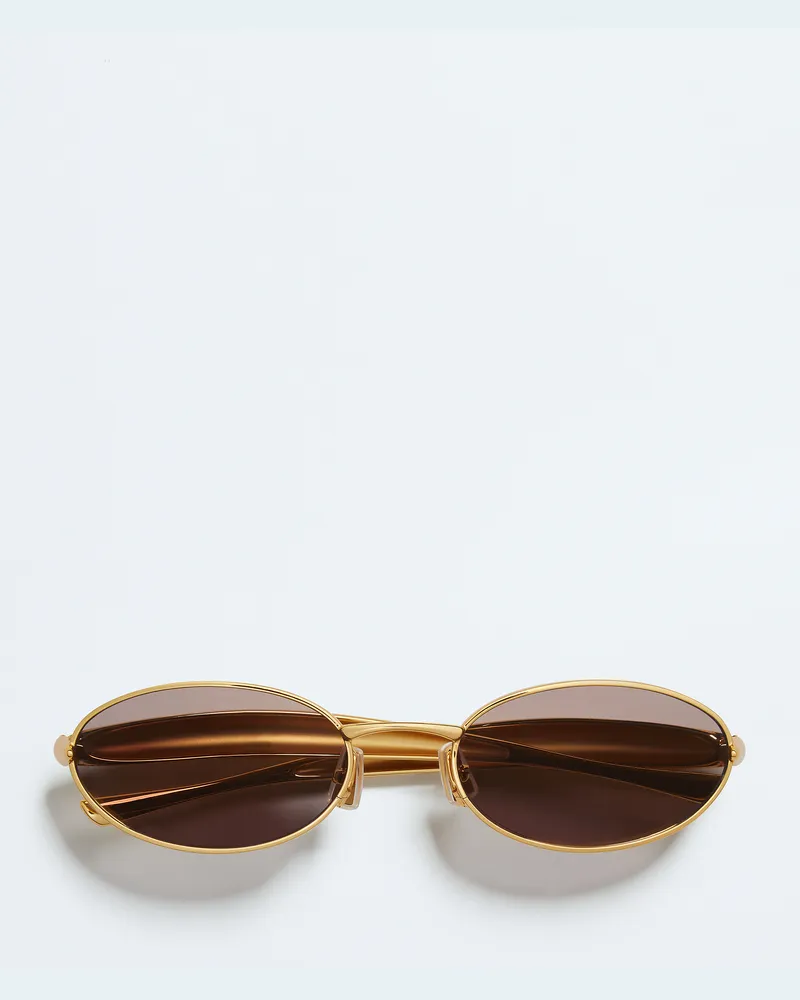 Bottega Veneta Ovale Sardine Sonnenbrille - Gold - Unisex - 100 % Metall Gold