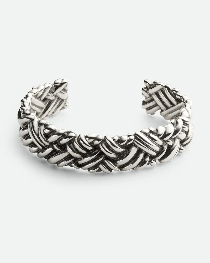 Bottega Veneta Mittelgroßer Intreccio Armreif - Grau & Silberfarben - Damen 100% Sterlingsilber Grau