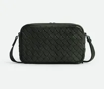 Kleine Intrecciato Kameratasche - Grün - Unisex - 80 % Kalbsleder, 15 % Polypropylen & 5 % Polyester