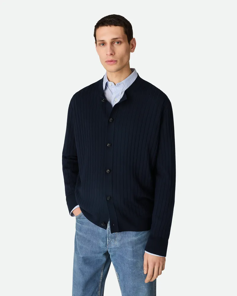 Bottega Veneta Gerippter Wollcardigan Abyss