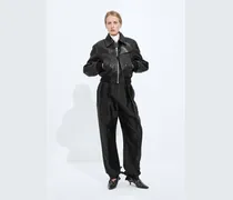 Intrecciato Lederblouson-Schwarz - Damen