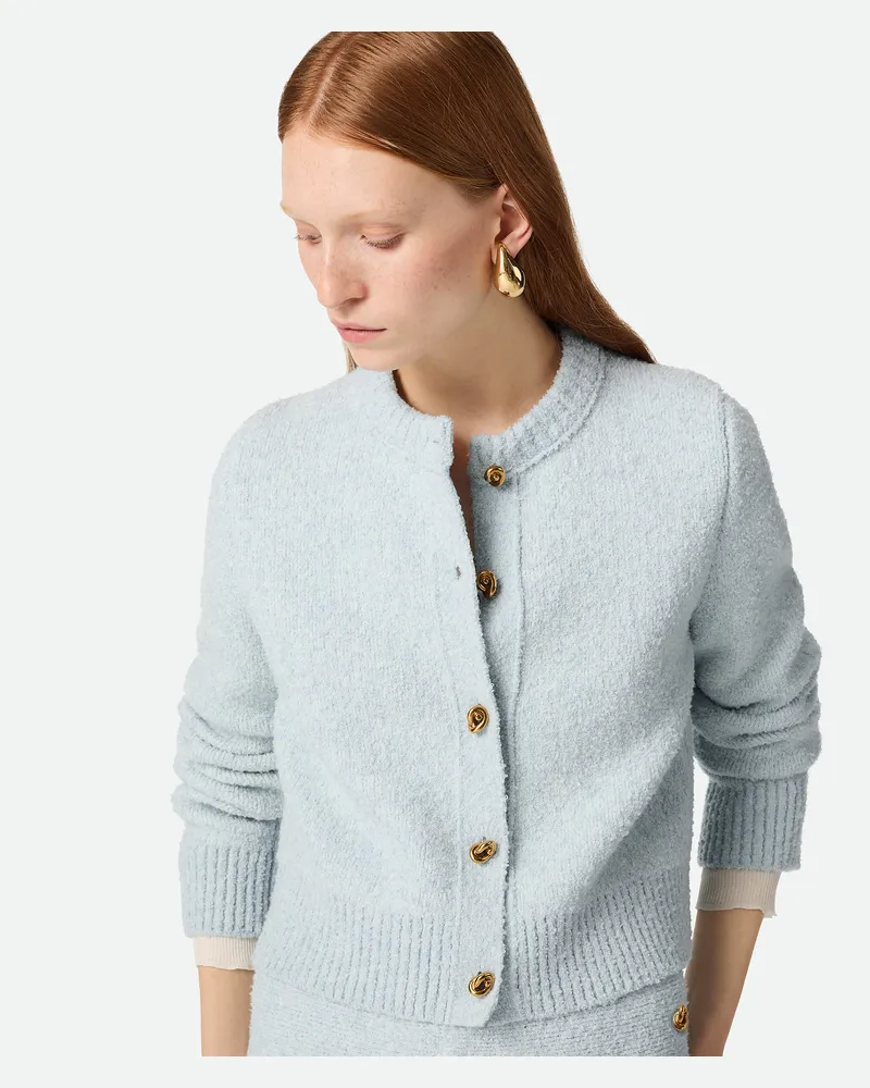 Bottega Veneta Strickjacke Aus Bouclé-wolle - Blau - Damen 100% Wolle Blau