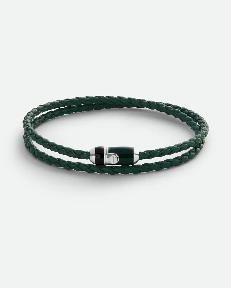 Bottega Veneta Lederarmband - Schwarz - Herren 80% Lambskin & 20% Sterling Silver Schwarz