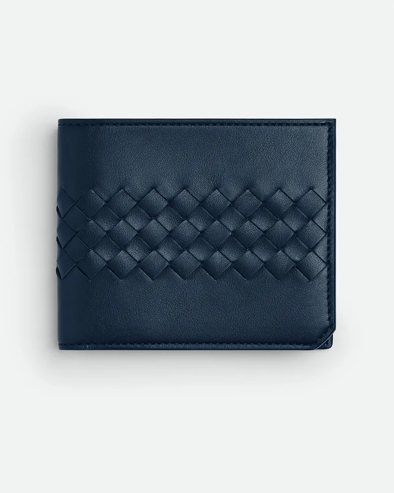 Bottega Veneta Intrecciato Piccolo Bi-fold Portemonnaie - Blau - Herren - 100% Kalbsleder Blau