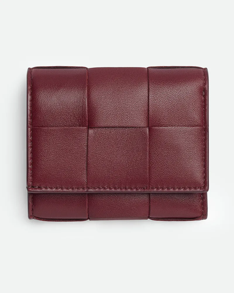 Bottega Veneta Trifold Portemonnaie Mit Zip Bordeaux