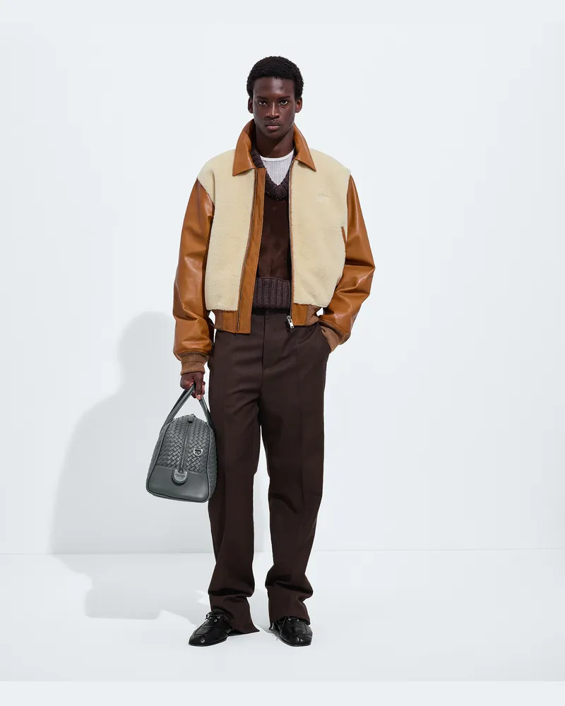Bottega Veneta Blouson aus Shearling und Leder-Mehrfarbig - Herren Mehrfarbig