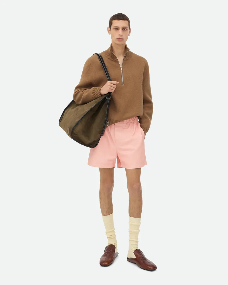 Bottega Veneta Pullover Mit Zip Au Kompaktem Kachmir Caramel