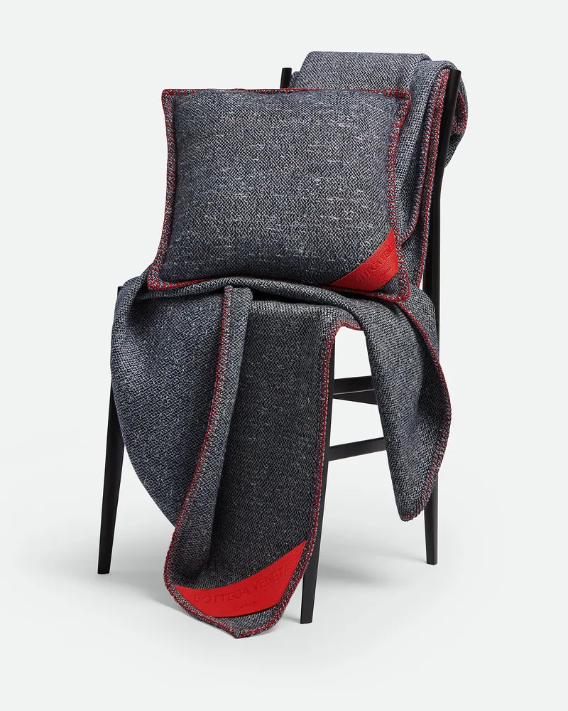 Bottega Veneta Tweed-kissen - Blau - Unisex - 15 % Alpaka-Wolle, 12 % Seide & 68 % Merinowolle Blau