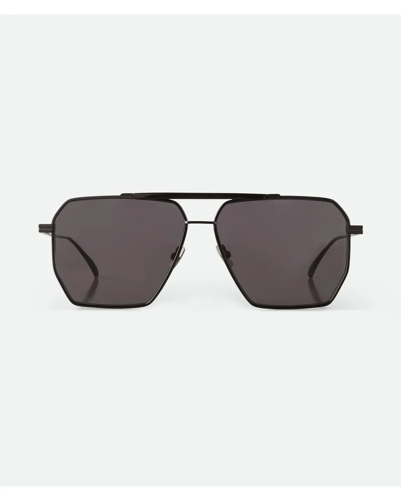 Bottega Veneta Classic Sonnenbrille In Pilotenform - Schwarz - Unisex - Metall Schwarz