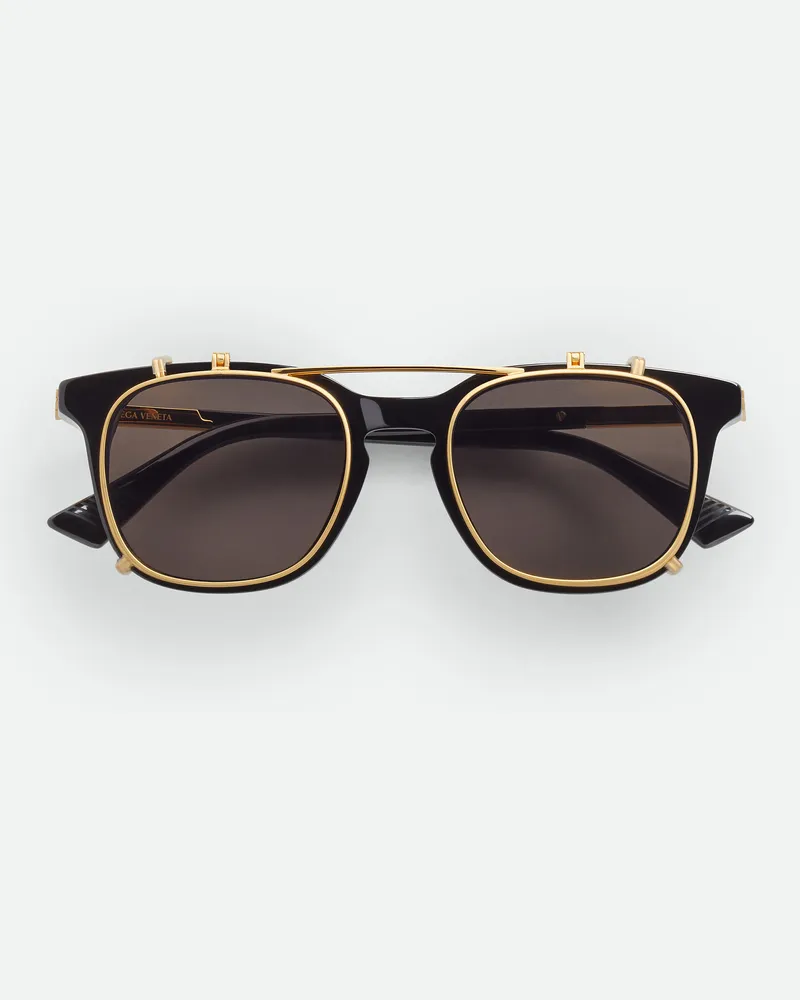 Bottega Veneta Quadratische Classic Clip-on Sonnenbrille - Schwarz - Unisex Schwarz