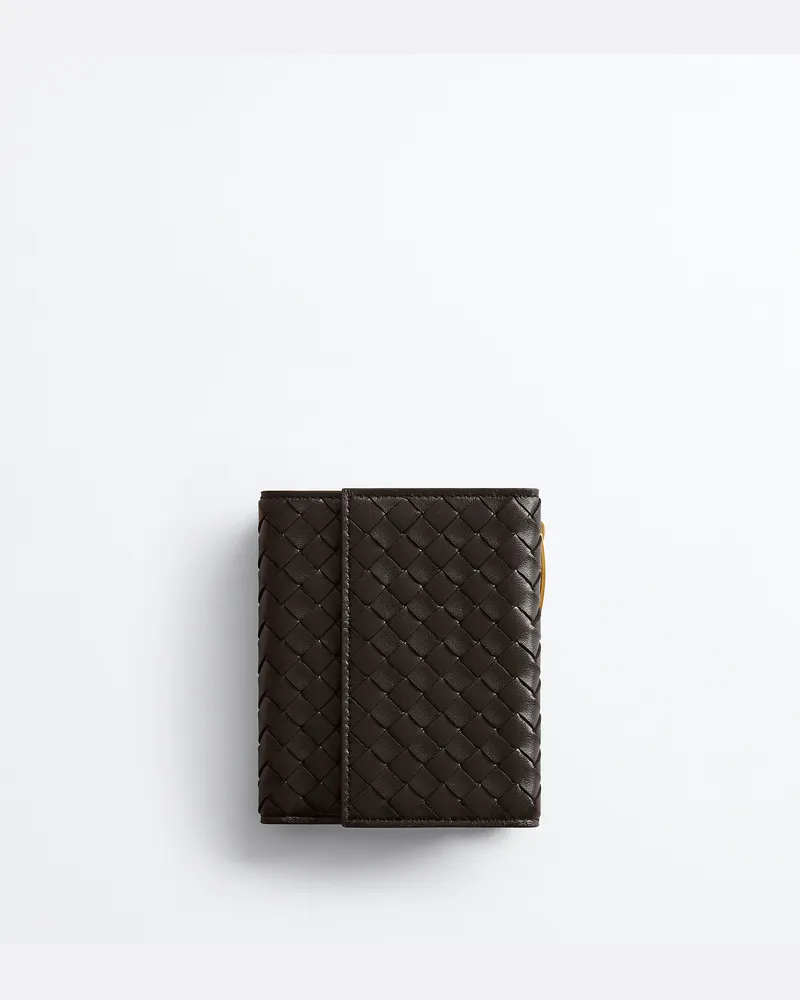 Bottega Veneta Kleines Intrecciato Piccolo Bi-Fold Portemonnaie mit Überschlag-Braun - Damen Braun