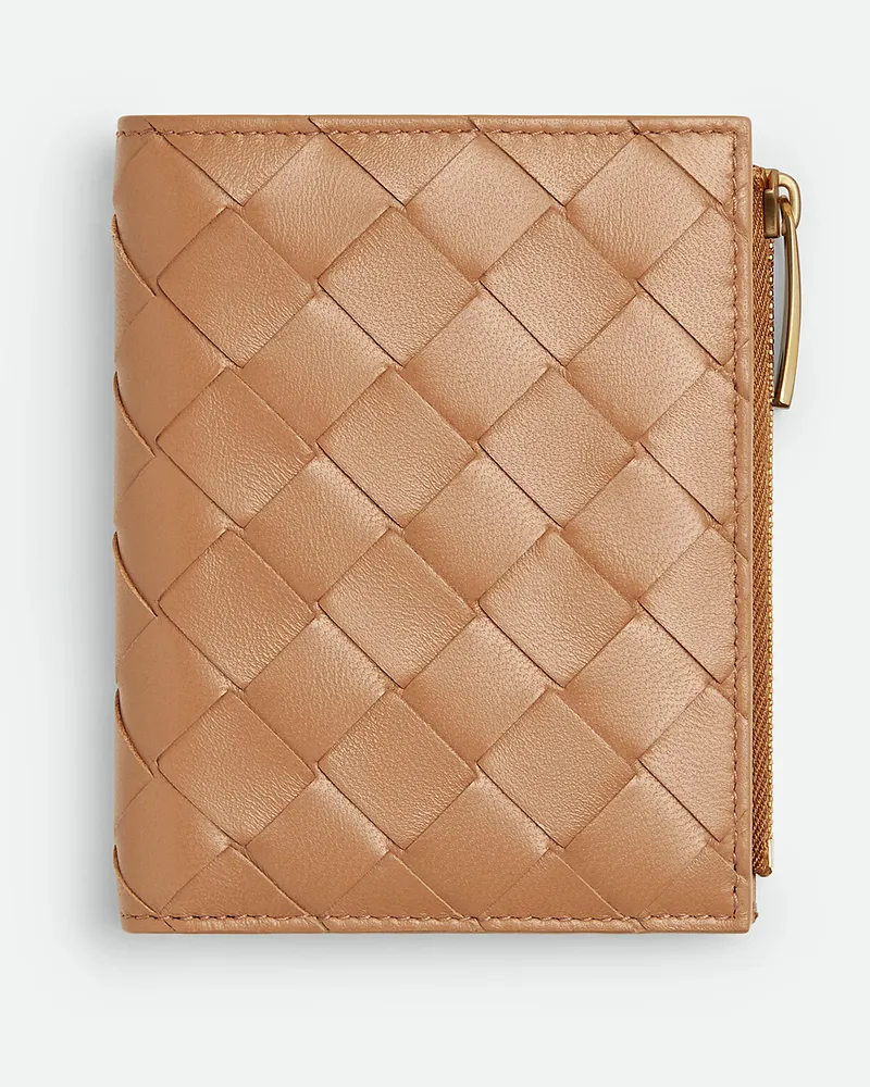 Bottega Veneta Kleines Intrecciato Bi-fold Portemonnaie - Braun - Damen - 100 % Lammleder Braun