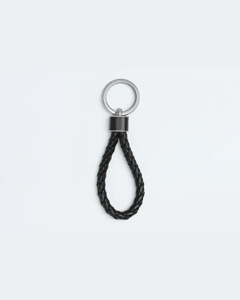 Bottega Veneta Intreccio Schlüsselring - Schwarz - Herren - 100 % Lammleder Schwarz