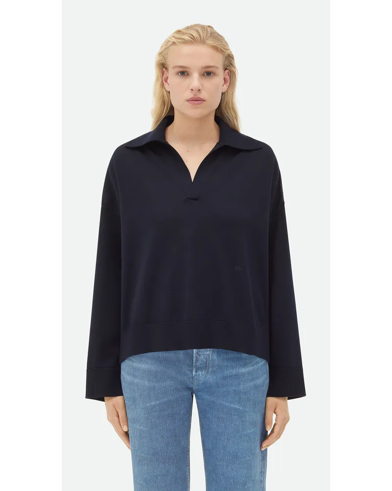Bottega Veneta Pullover it Polokragen Aus Leichter Wolle Navy