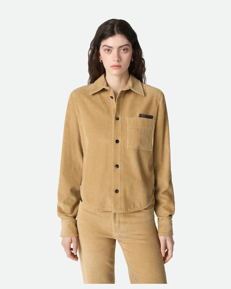 Bottega Veneta Hemd Aus Baumwollcord - Beige - Damen Baumwolle Beige
