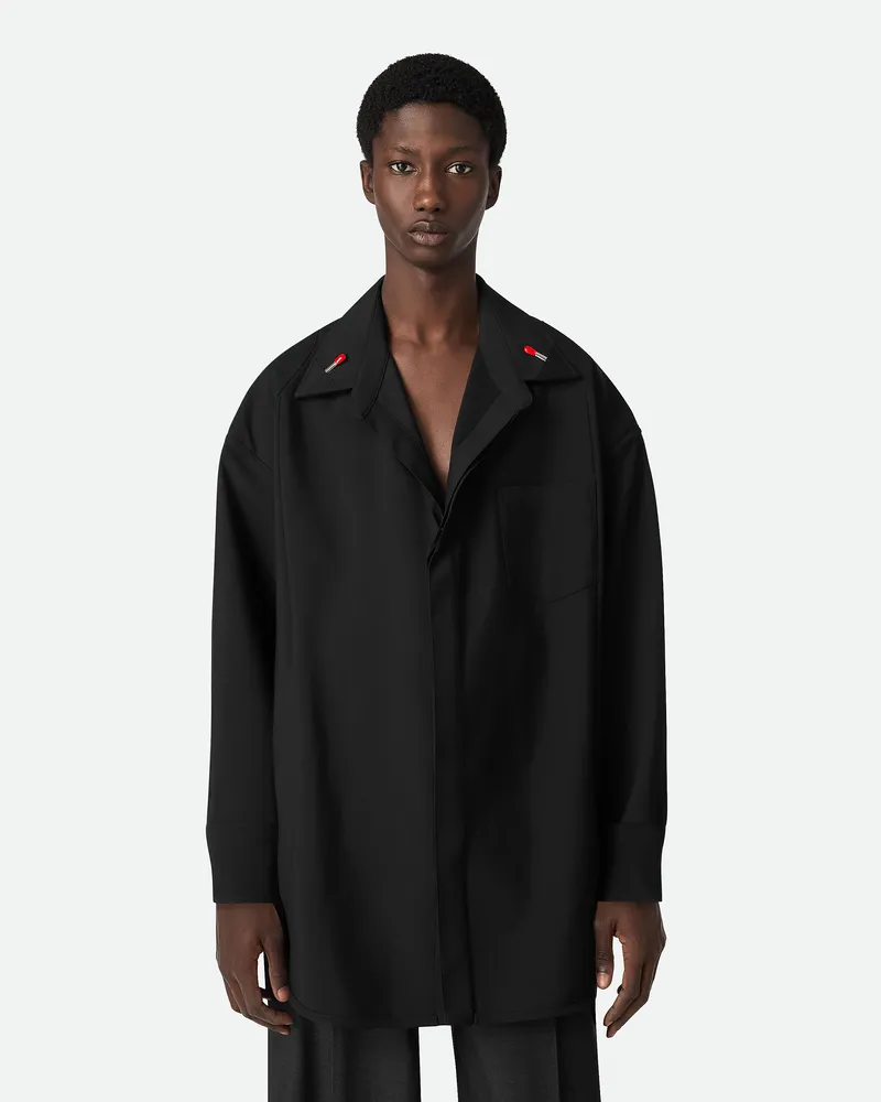 Bottega Veneta Hemd Aus Leichter Wolle Black