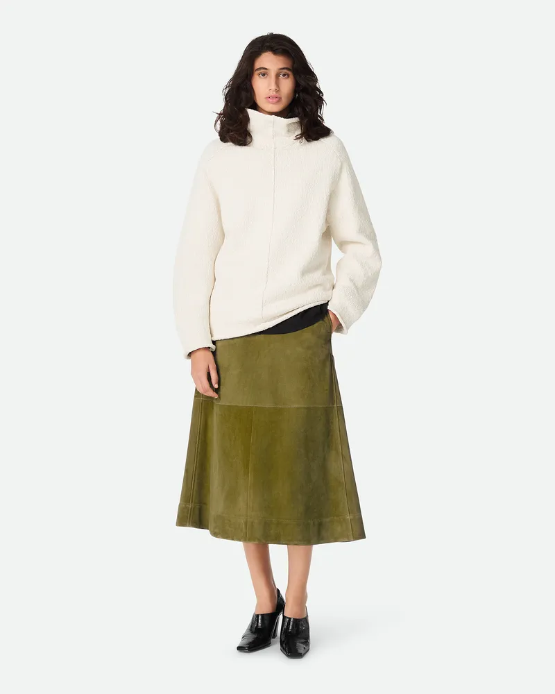 Bottega Veneta Pullover it Hohe Kragen Aus Kopakter Bauwolle Chalk