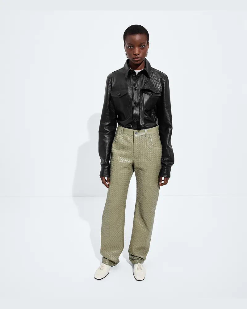 Bottega Veneta Hose aus Intrecciato Leder-Grün - Damen Grün