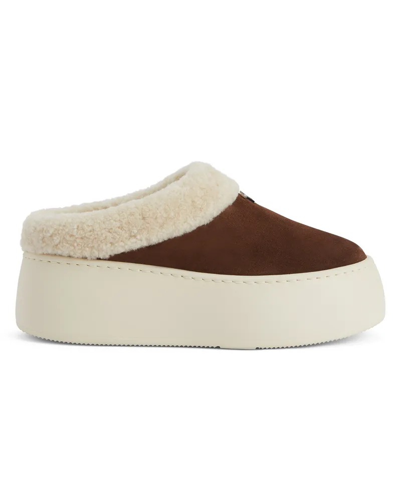 Giuseppe Zanotti GZ LEAGUE FUR SPLEEPER Flats Brown