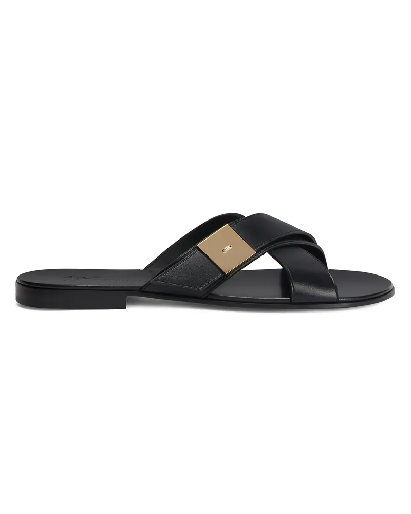 Giuseppe Zanotti FLAVIEN CROWNED Flat Sandals Black