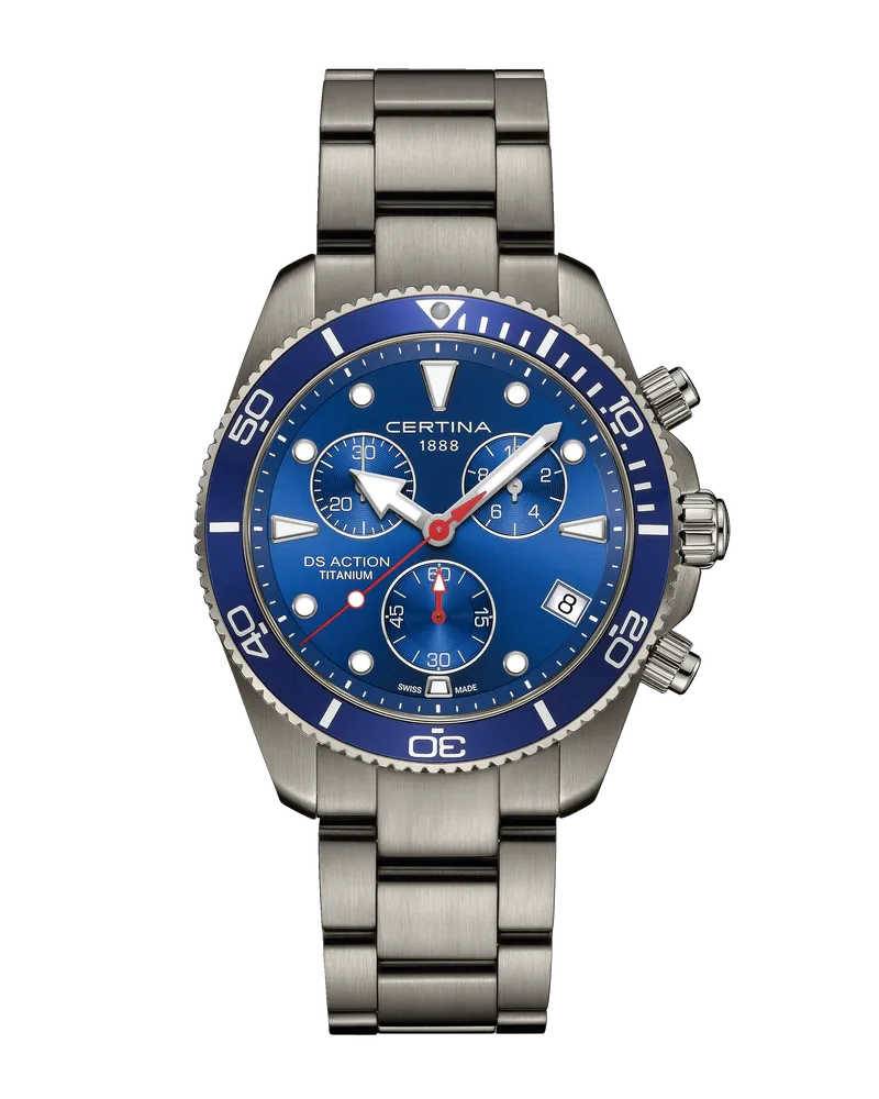 Certina DS Action Chrono, Quarz, Blau, Titan, 42mm Herrenuhr C048.417.44.041.00 Blau