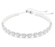 Kette Ariana Grande x Swarovski Verschiedene Schliffe, Kristallperle, Herz, Weiß, Rhodiniert
