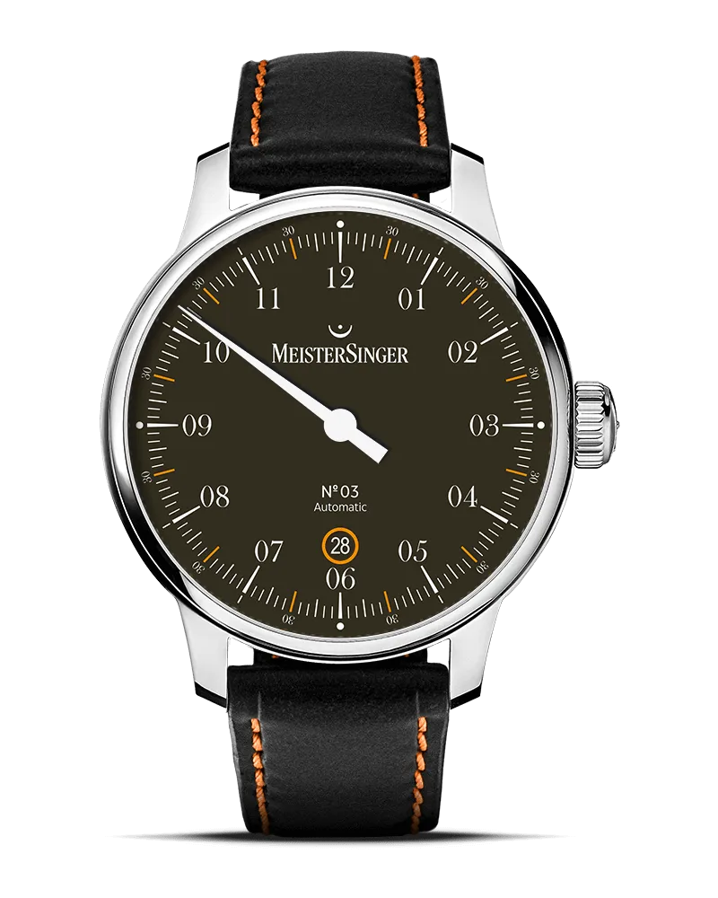 MeisterSinger N 03 40 mm Automatik Herrenuhr DM902C Schwarz