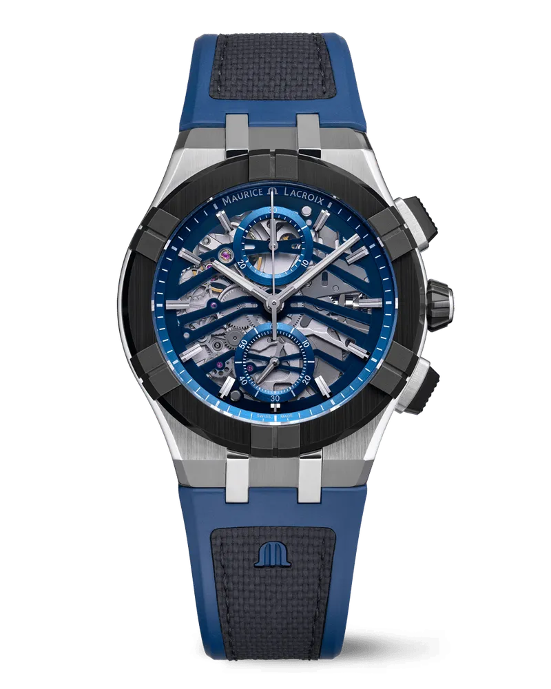 Maurice Lacroix AIKONIC AUTOMATIC CHRONOGRAPH SKELETON BLAU Herrenuhr AC8018-SSL20-030-4 Blau