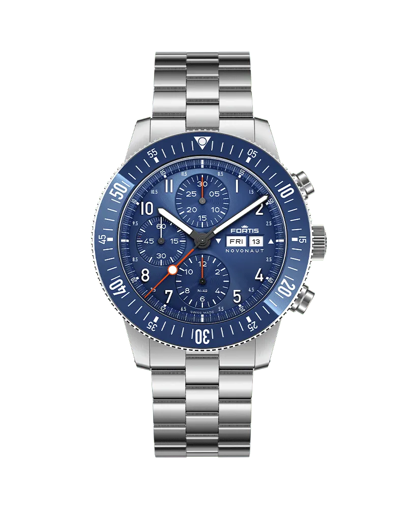 FORTIS NOVONAUT N-42 Cobalt Blue Herrenuhr F2040012 Blau