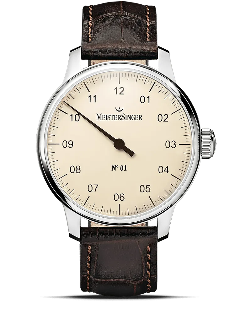MeisterSinger N 01 Handaufzug Herrenuhr AM3303 Creme