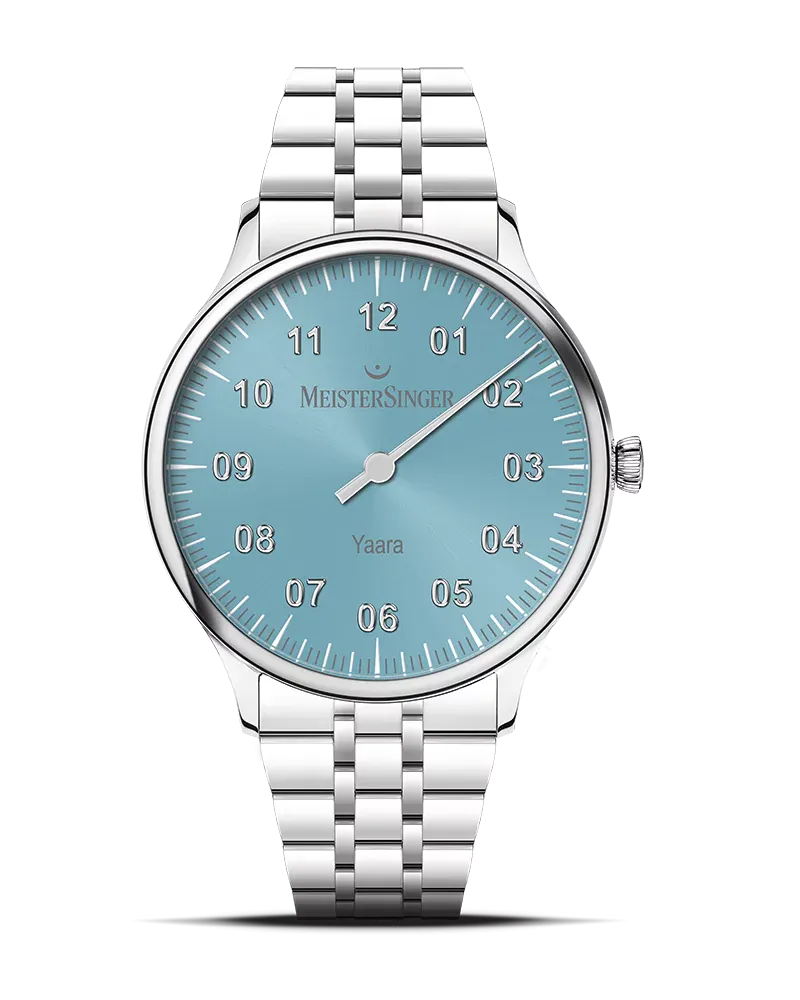 MeisterSinger Yaara Eisblau mit Silber 36mm Automatikuhrwerk Damenuhr YA914S Blau