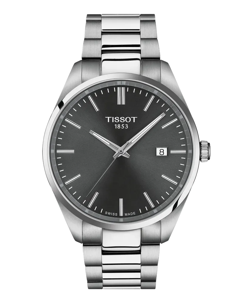 Tissot PR 100 40mm, Quarzwerk, Edelstahlband Herrenuhr T150.410.11.081.00 Grau